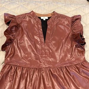 Faux Leather flutter dress. Tiered skirt